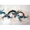 Feng Shui Chinese Blue Horned Dragon Silk Painting