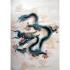 Feng Shui Chinese Blue Dragon Silk Painting